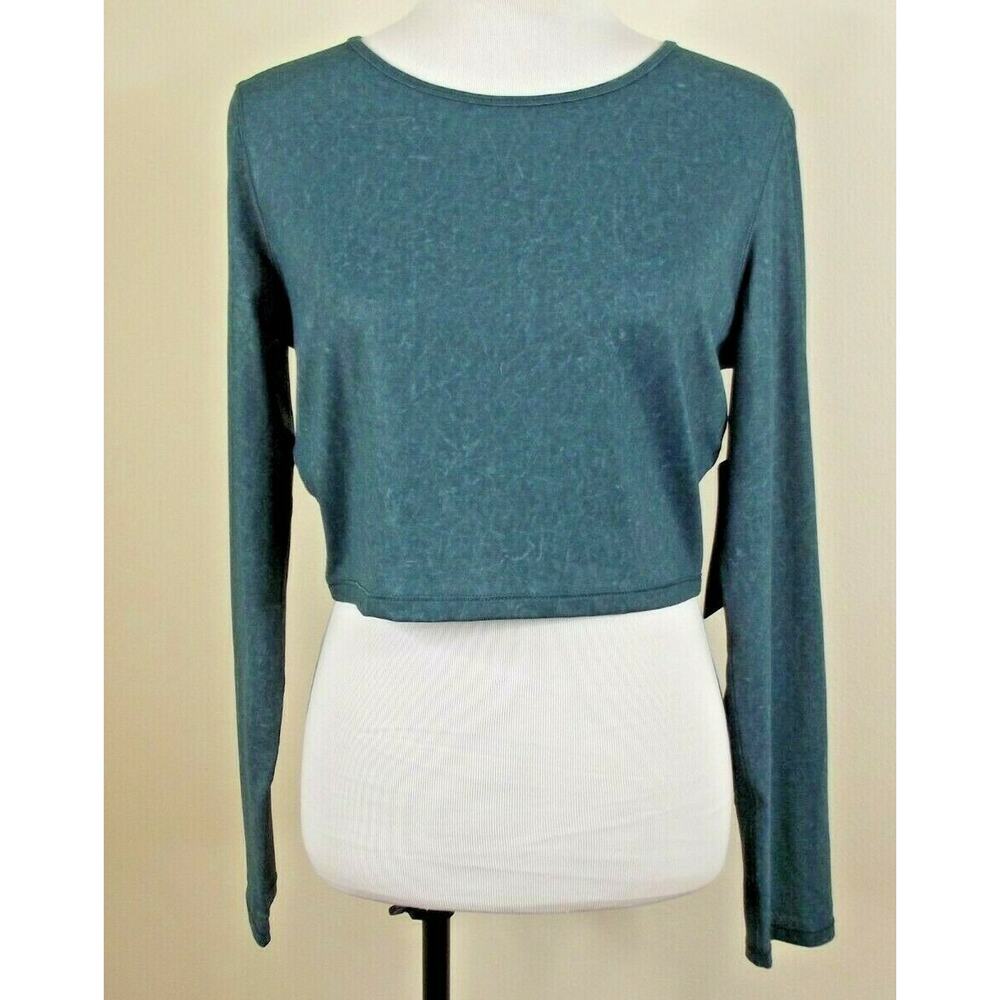 90 DEGREE by Reflex Womens CROP TOP SHIRT - Size LARGE - Vintage Teal NWT $52
